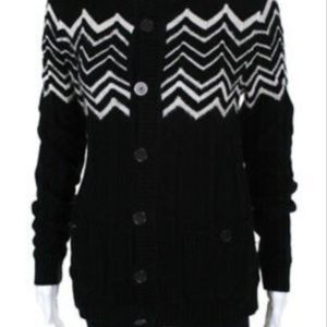 Missoni Men's Black & White Zig Zag Cardigan NWT